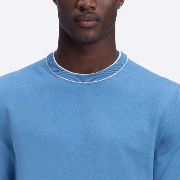 BUGATCHI Solid Crew Neck Sweater blue men's large NWT - Picture 4 of 7